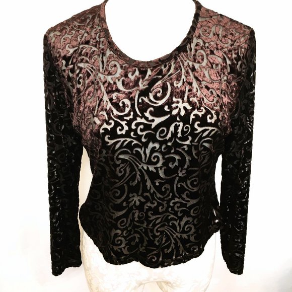 Ilyza Burn out velvet dark plum top Vtg Y2K - Picture 1 of 10